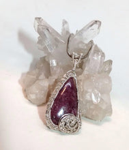 Load image into Gallery viewer, This Hand Woven Sterling Silver Ruby Pendant