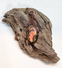 Load image into Gallery viewer, Handmade Antiqued Copper Wire Woven Celtic Style Rainbow Labradorite Pendant