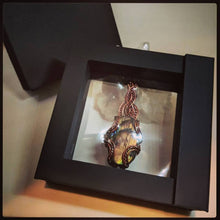Load image into Gallery viewer, Handmade Antiqued Copper Wire Woven Celtic Style Rainbow Labradorite Pendant