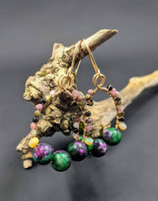 Load image into Gallery viewer, Watermelon Tourmaline and Ruby in Ziosite earrings