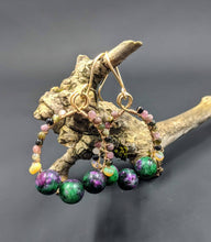 Load image into Gallery viewer, Watermelon Tourmaline and Ruby in Ziosite earrings