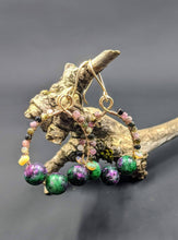 Load image into Gallery viewer, Watermelon Tourmaline and Ruby in Ziosite earrings