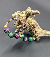Load image into Gallery viewer, Watermelon Tourmaline and Ruby in Ziosite earrings