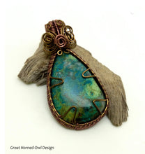 Load image into Gallery viewer, Handmade Wire Wrapped Chrysocolla Pendant in Antiqued Copper and Brass