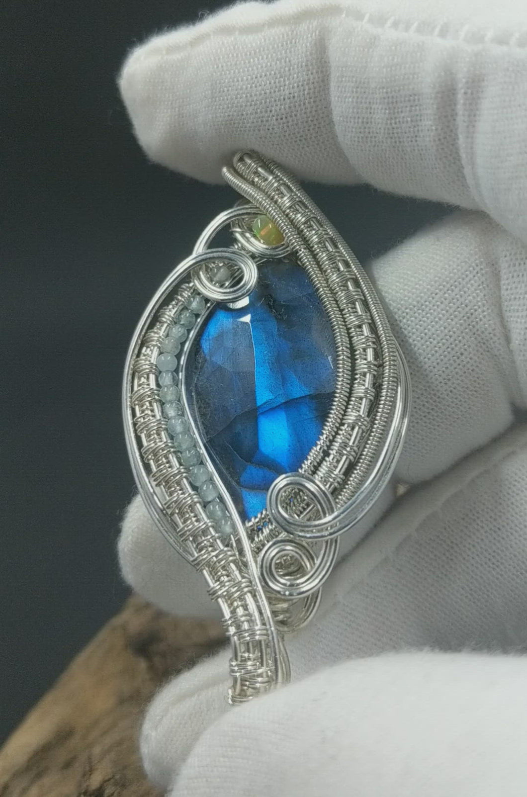 Faceted Blue Labradorite Wirewrapped Pendant