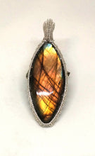 Load image into Gallery viewer, Handmade Wirewrapped Labradorite Pendant in .999 Sterling Silver
