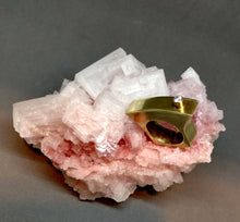 Load image into Gallery viewer, Handmade Brass Box Ring with a 3.5mm tube set cubic zirconia
