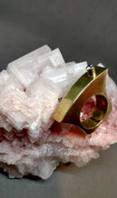 Load image into Gallery viewer, Handmade Brass Box Ring with a 3.5mm tube set cubic zirconia
