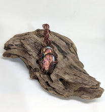 Load image into Gallery viewer, Handmade Antiqued Copper Wire Woven Celtic Style Rainbow Labradorite Pendant
