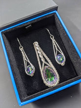 Load image into Gallery viewer, Sterling silver Mystic Topaz handmade Pendant and earrings set
