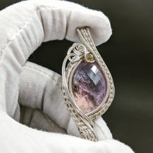 Load image into Gallery viewer, Wirewrapped Faceted Ametrine Pendant with faceted Citrine accent
